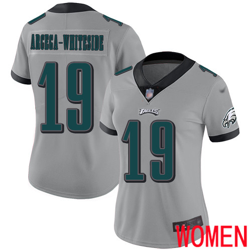Women Philadelphia Eagles #19 JJ Arcega-Whiteside Limited Silver Inverted Legend NFL Jersey Football->women nfl jersey->Women Jersey